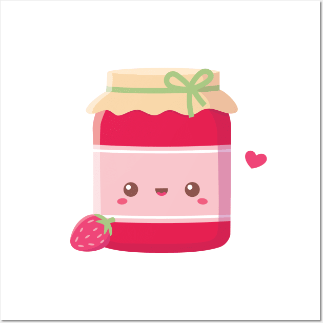 Cute Strawberry Jam Bottle Wall Art by rustydoodle